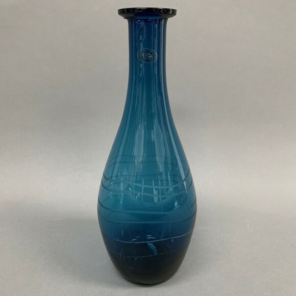 Home Essentials and Beyond Blue Glass Bottle Vase 11.5” Tall - Picture 1 of 8